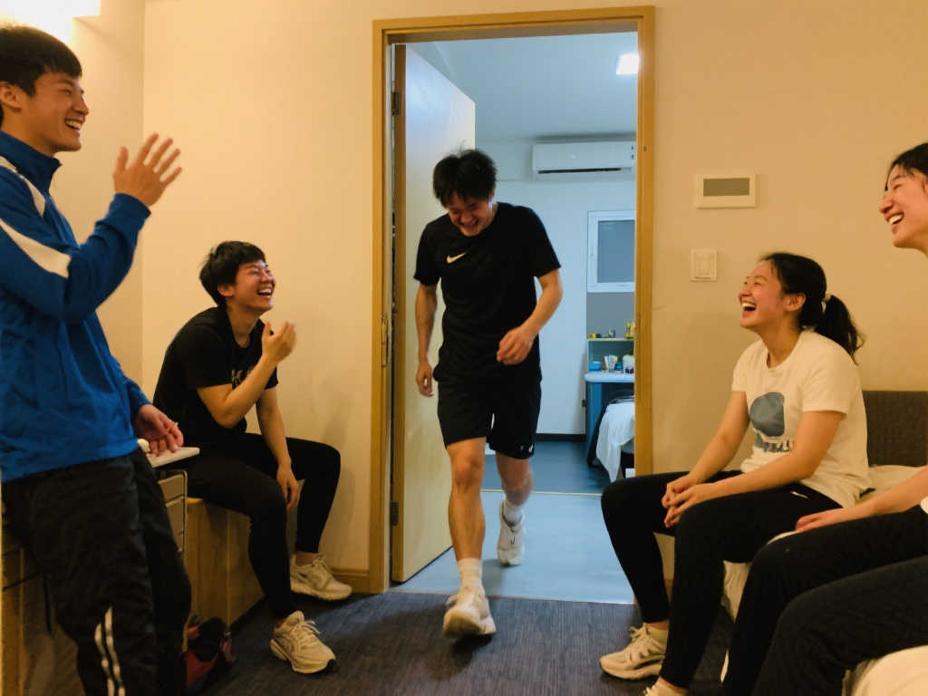 首日特训满载疲惫与激情,公寓小憩后明日再战,教练队友暖心相伴! 首日特训满载疲惫与激情,公寓小憩后明日再战,教练队友暖心相伴!